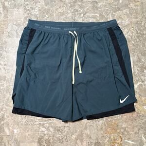 Nike Running Shorts Mens 2XL Green Flex Stride 5” Lined Gym DM4757